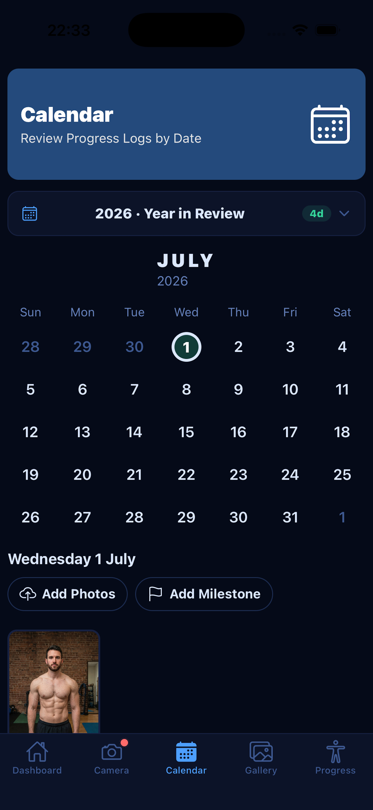 Calendar and year heatmap
